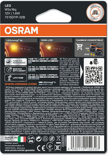 Osram Lamps Car & Motorcycle LEDriving SL Amber W21/5W LED 12V 1.7W 2pcs