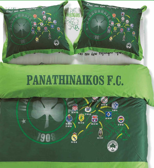 Palamaiki Panathinaikos FC 3 Elektrische Gitarren Tagesdecke Übergröße Baumwolle Grün 240x250cm 3Stück