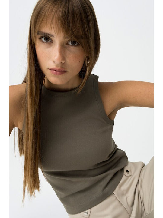 Women's Athletic Blouse Sleeveless Fast Drying Khaki
