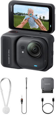 Insta360 GO Ultra Action Camera 4K Ultra HD Underwater Standard Bundle with Touch Screen 2.5" and Wi-Fi Black
