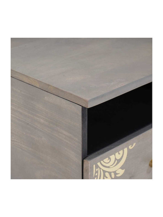 Rectangular Central Coffee Table Made of Solid Wood with Drawers Gray W80xD54xH40cm