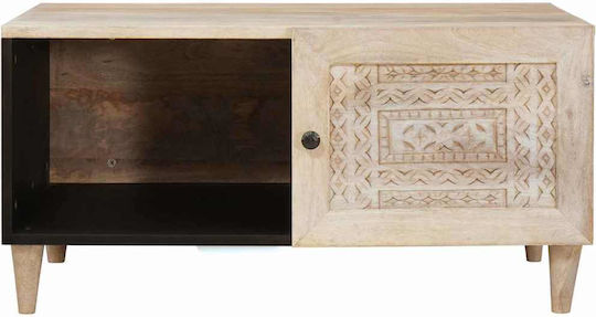 Rectangular Central Coffee Table Made of Solid Wood Beige W80xL50xH40cm