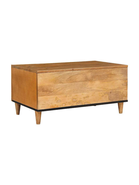 Rectangular Central Coffee Table Made of Solid Wood Light Brown M80xW50xH40cm