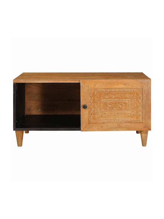 Rectangular Central Coffee Table Made of Solid Wood Light Brown M80xW50xH40cm