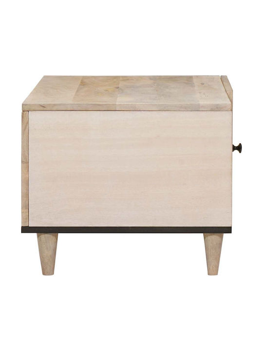 Rectangular Central Coffee Table Made of Solid Wood Beige W80xL50xH40cm