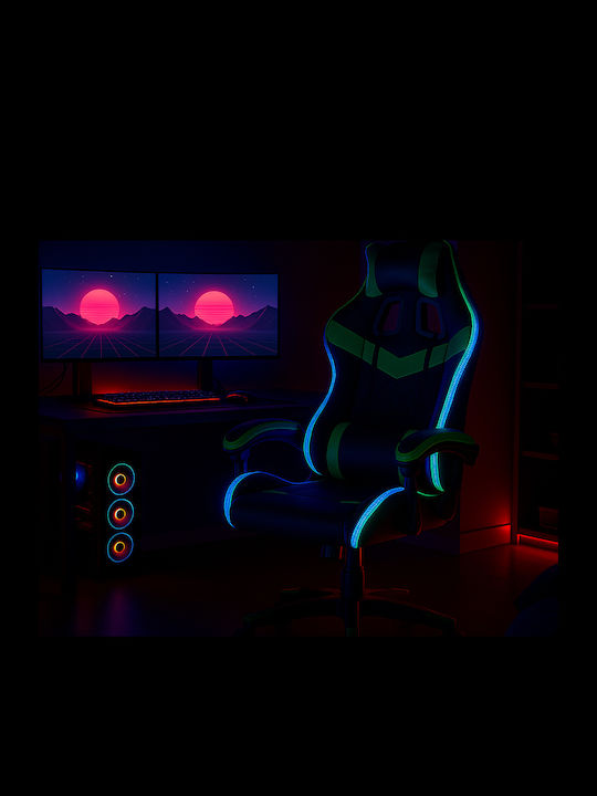Bakaji Καρέκλα Gaming Δερματίνης με RGB Φωτισμό Πράσινη