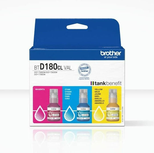 Brother BTD180CL Original Pack of 3 InkJet Printer Inks Yellow / Cyan / Magenta