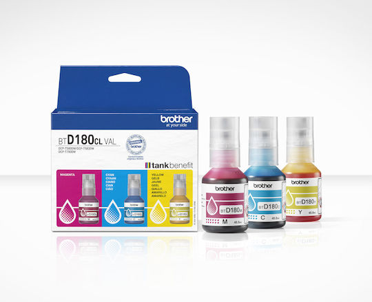 Brother BTD180CL Original Pack of 3 InkJet Printer Inks Yellow / Cyan / Magenta