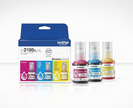 Brother BTD180CL Original Pack of 3 InkJet Printer Inks Yellow / Cyan / Magenta