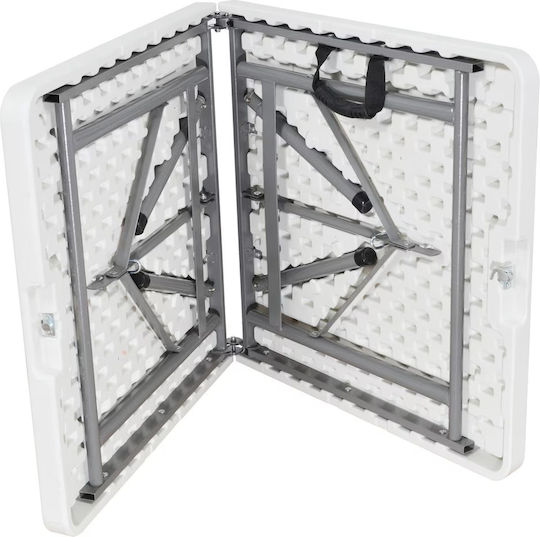 Plastic Masa Catering pentru spații exterioare Pliabil cu schelet metalic Alb 123x61x74buc