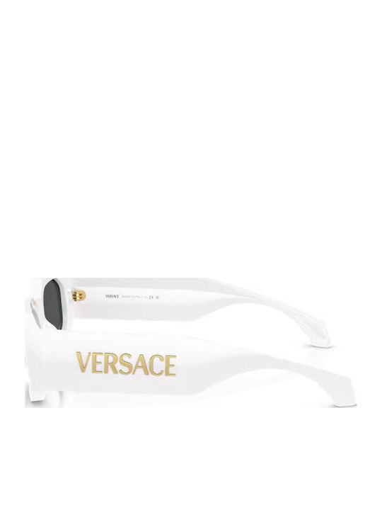Unisex Sonnenbrille mit Weiß Kunststoff Gestell und Gray Linse