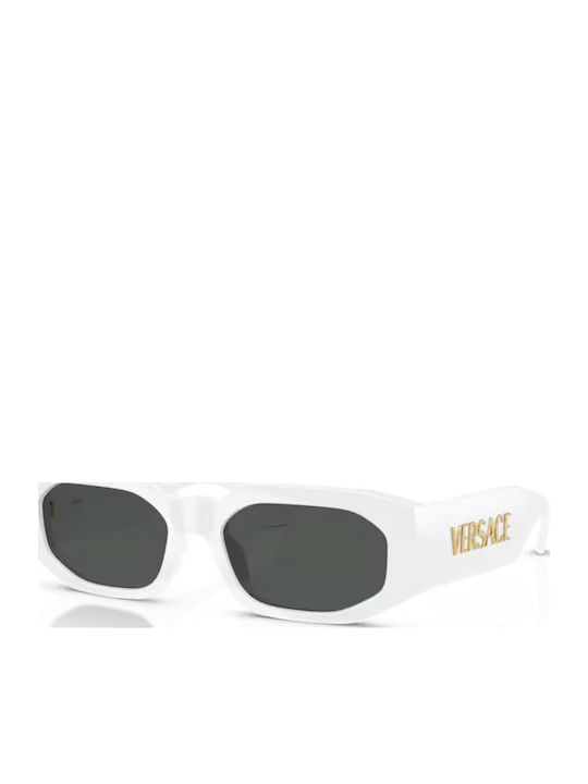 Unisex Sonnenbrille mit Weiß Kunststoff Gestell und Gray Linse