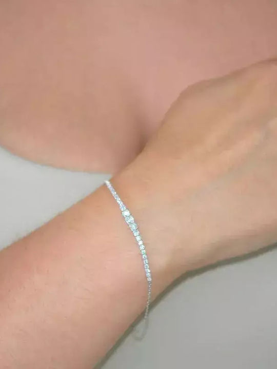 Set with Necklace , Earrings & Ring from White Gold 14K with Stones