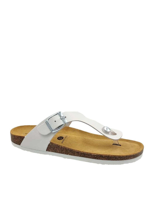 Honduras Leather Women's Flat Sandals in White Color