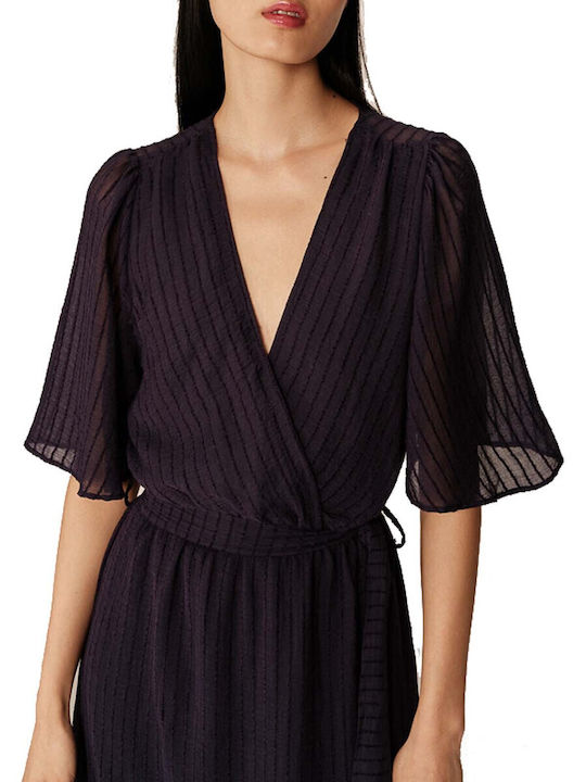 Summer Maxi Shirt Dress with Ruffles Blue