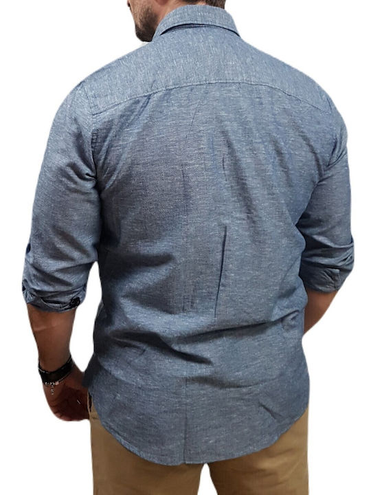 Long-sleeved Linen Shirt Light Blue