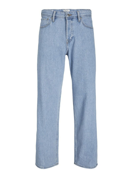 Men's Elastic Jeans Pants with Loose Fit Blue
