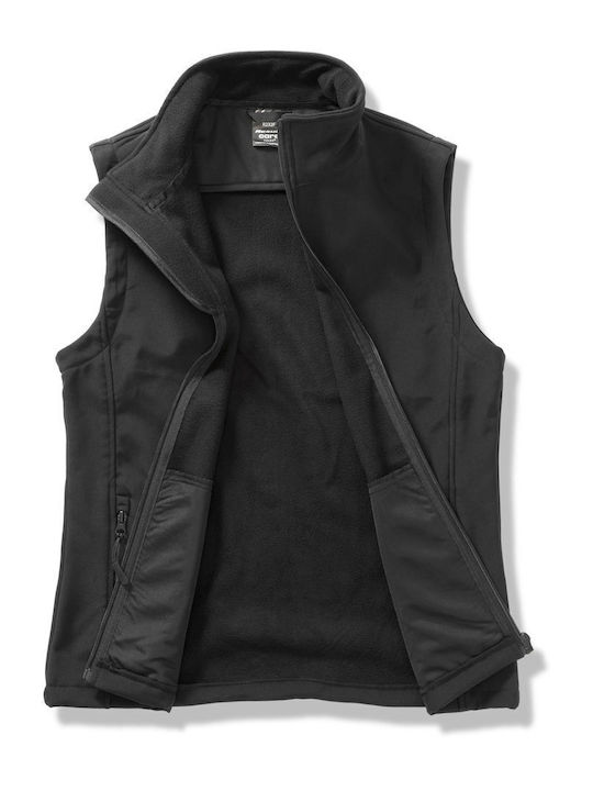 Sleeveless Jacket Softshell Waterproof and Windproof Black
