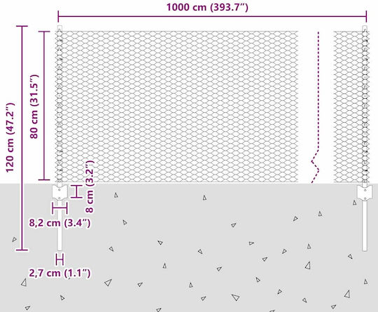 vidaXL Plasă de sârmă Module Gri 0.8x10m