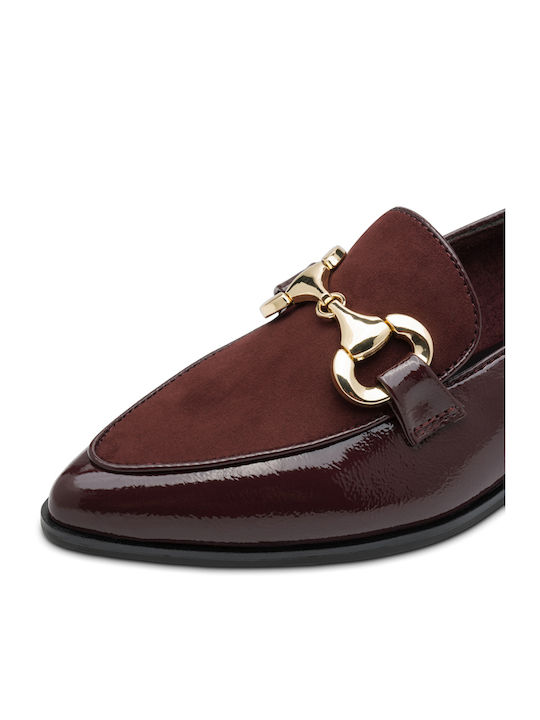Patent Leather Women's Loafers in Burgundy Color
