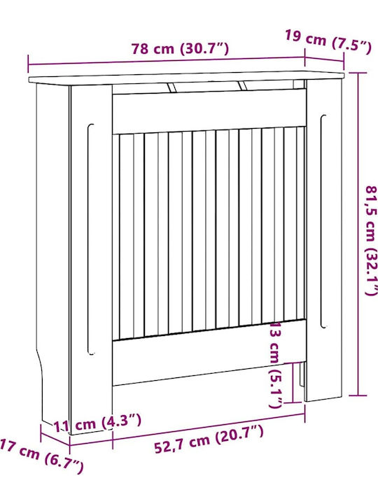 vidaXL Heizkörperabdeckung aus Spanplatte Grau 78x19x81.5cm 2Stücke