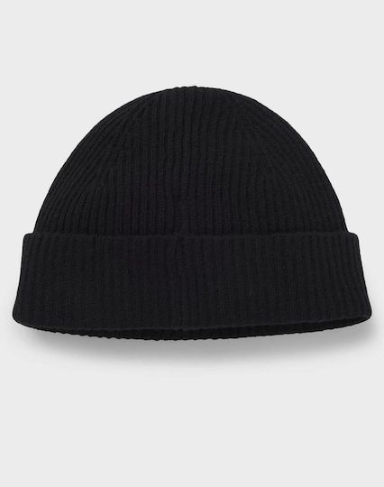 Bicon Beanie Masculin Căciulă cu Tricotaj Rib în culoarea Negru