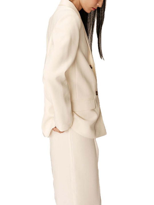 Grace & Mila Women's Double Breasted Blazer Ecru