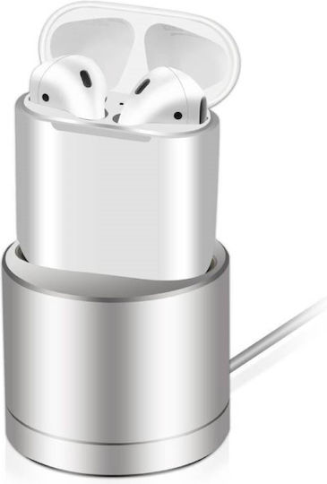 Coteci Cs7202-gy Βάση Φόρτισης Apple Airpods Inductive Charger Dock Ασήμι