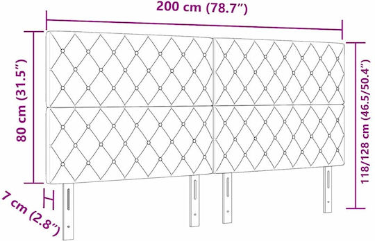 vidaXL Тапицирана Табла за Легло Тъмносива 100x88 см
