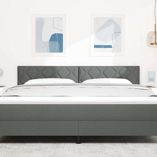 vidaXL Табла за легло Текстил Dark Gray 180см