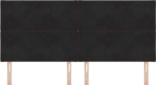 vidaXL Bett Kopfteil aus Stoff Black Velvet-Black Metal 200cm