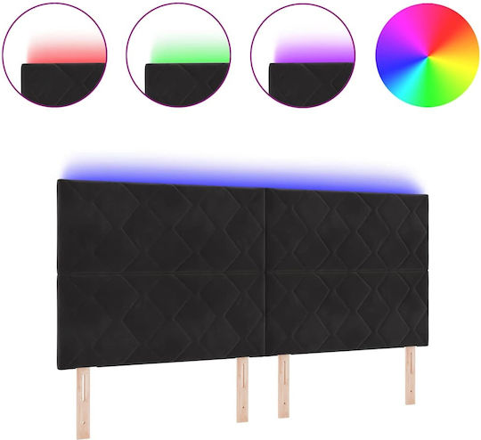 vidaXL Bett Kopfteil aus Stoff Black Velvet-Black Metal 200cm