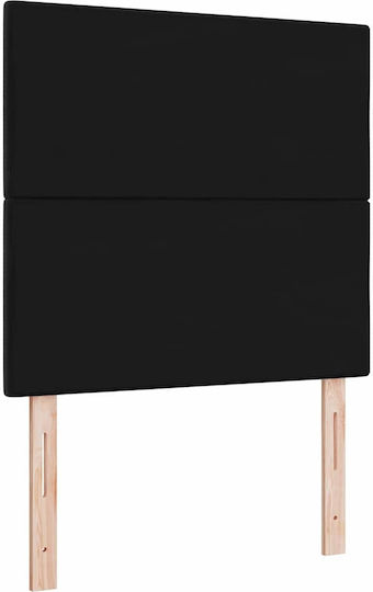 vidaXL LED Табла за Легло Текстилна Черна 100x88cm