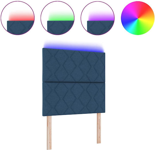vidaXL LED Κεφαλάρι Κρεβατιού Υφασμάτινο Μπλε 100cm