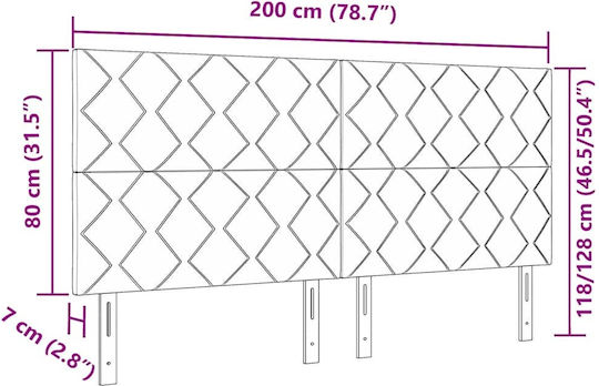 vidaXL Табла за легло Текстил Bright Grey 200см