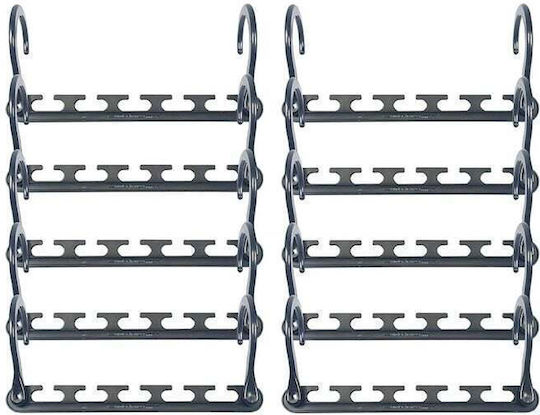 Set 10 Pvc Kleiderbügel Organizer 5 Haken 23,5 cm Länge Grau