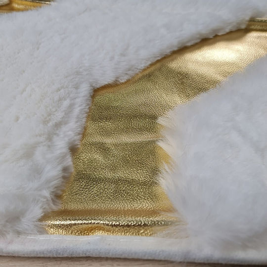 Rug Rectangular Furry White-Gold