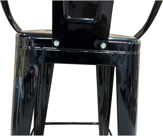 Hocker Bar mit Rückenlehne Metall Molero Black 43x43x94cm