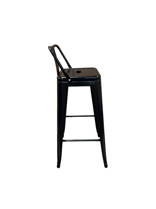 Stool Bar with Backrest Metallic Matte Black 43x43x94cm