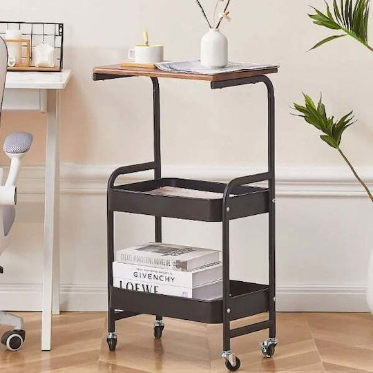 Side Table with Wheels Black