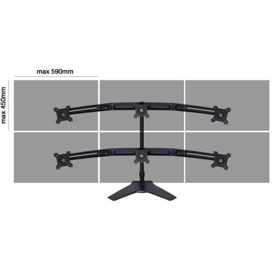 Multibrackets Schreibtisch Halterung für 6 Monitore bis 24"