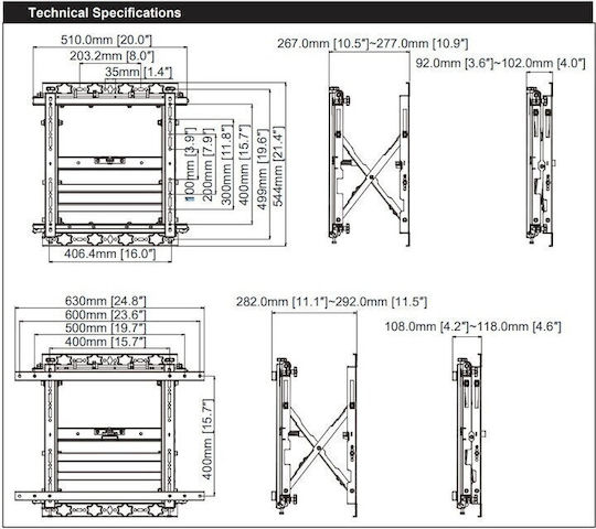Multibrackets M Public Video Wall Mount Push HD Βάση Τηλεόρασης Τοίχου με Βραχίονα έως 75" και 50kg