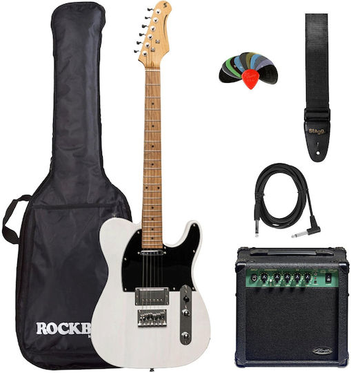 Stagg Set-plus Set Elektrische Gitarre Einfacher Schnitt Weiß mit Tasche