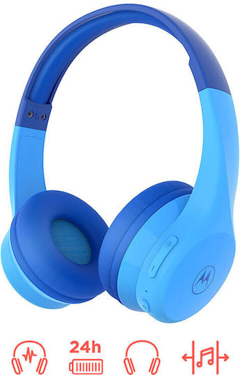 Motorola Moto JR300 Wireless / Wired On Ear Headphones with 24 hours of Operation Blue/Grey