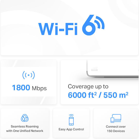 Mercusys Halo H70X v1.2 WiFi-Mesh-Netzwerk Zugriffspunkt Wi-Fi 6 Dualband (2,4 & 5 GHz) in Dreifach-KIt