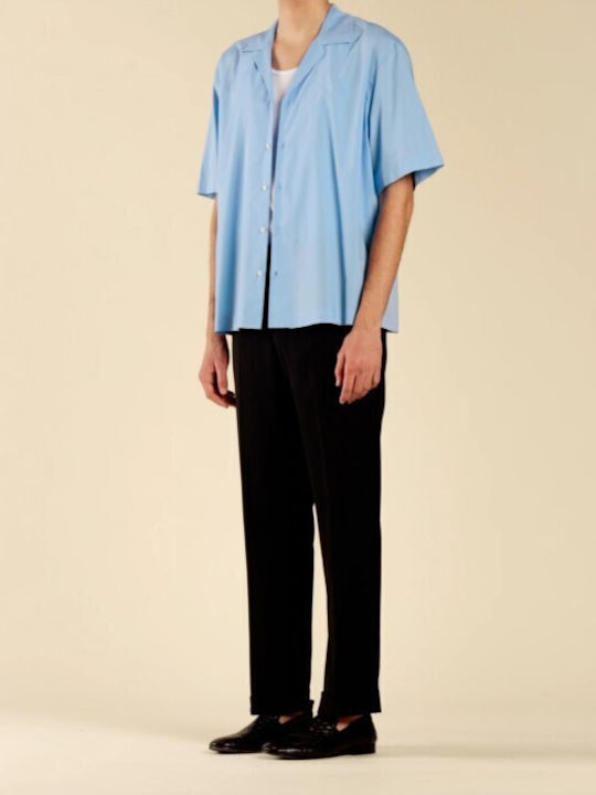 Short-sleeved Cotton Shirt Light Blue