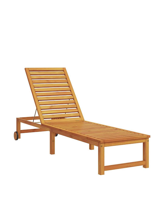 Șezlong Din Lemn Cu Pernă Și Roți Maro 202x53x30cm