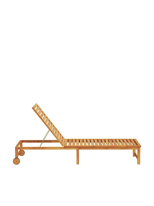 Șezlong Din Lemn Cu Pernă Și Roți Maro 202x53x30cm