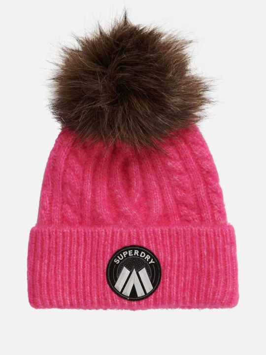 Cable Luxe Knit Beanie Γυναικείος Σκούφος Πλεκτός σε Ροζ χρώμα