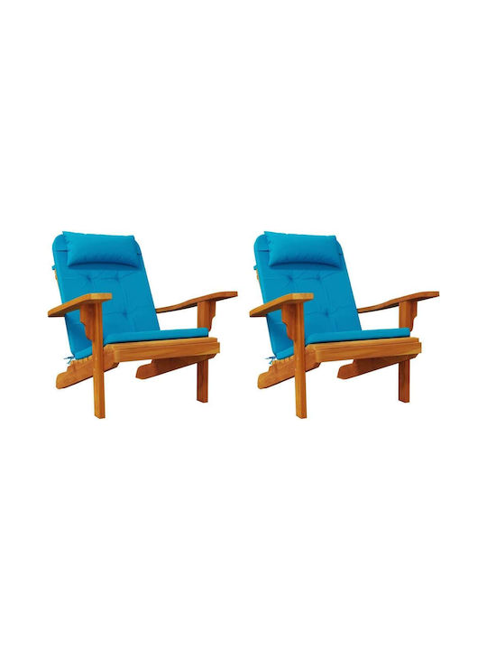 vidaXL Waterproof Garden Chair Cushion with Backrest Light Blue 2pcs 58x126cm